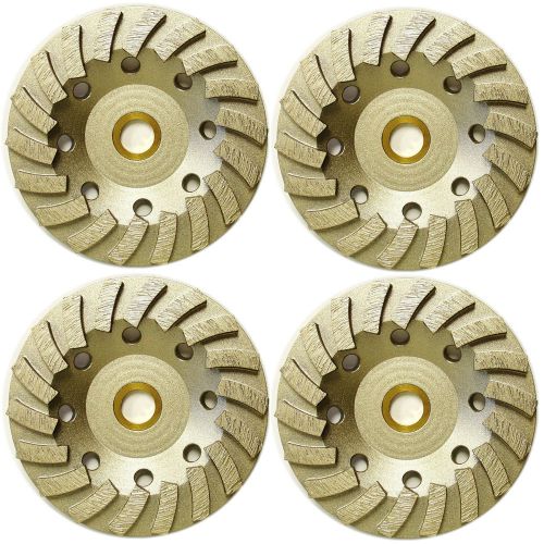 4PK 4.5” Concrete Turbo Diamond Grinding Cup Wheel for Angle Grinder - 18 Segs.
