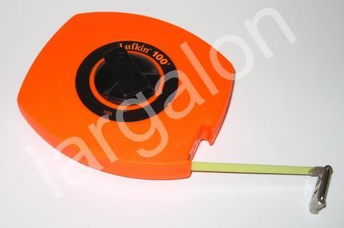 Lufkin 100 Foot Tape 3/8&#034; x 100&#039; Hi-Viz Orange Universal Lightweight Steel USED