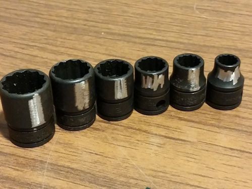 6 Piece Snap-on 3/8&#034; Drive Sockets 5/8&#034; - 5/18&#034; 12 Point