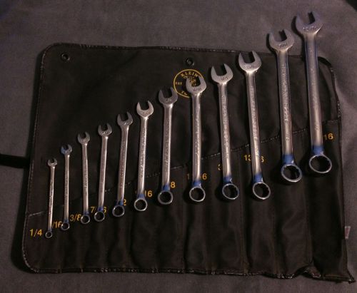 Klein 68404 12pc Combo Wrench Set. Wrench roll included for convenience