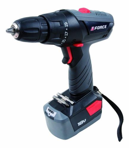 NEW Force PT100118 18-Volt NiCad Cordless Drill With 1.5 Amp Battery, Black/Grey