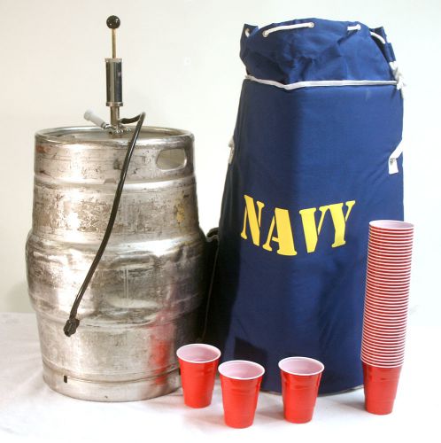 Original kegbag - insulated beer keg cooler - blue with navy logo for sale