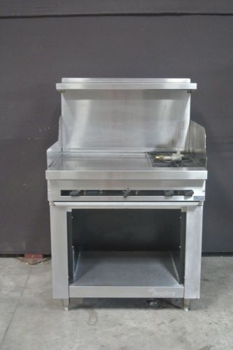 Used garland sun fire sx-24g-2 combo stove flattop / 2 burner with cabinet base for sale