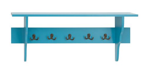 Wall Hook Shelf in Slick Blue Finish with Flat Top Design