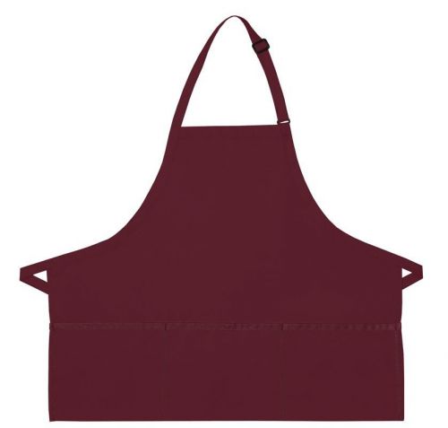 Maroon bib apron 3 pocket craft restaurant baker butcher adjustable neck usa new for sale