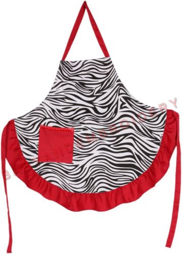 Zebra Apron Red Full Length Adult Smock Embroidery Rhinestone Option