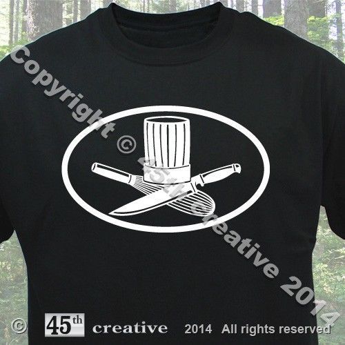 Chef T-shirt - chefs hat cooking knife whisk culinary oval emblem logo tee shirt