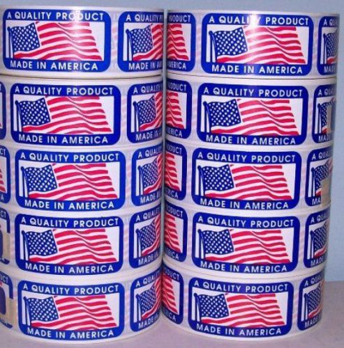 5000 1 x 2 MADE IN AMERICA  USA FLAG LABEL STICKER