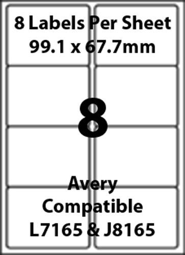 Avery L7165 Compatible Inkjet/Laser - 8 Blank Address Labels - 20 Sheets