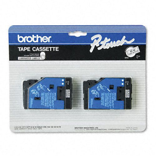Brother p-touch tape cartridges for p-touch labelers, black on clear, 2/pack for sale