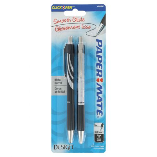 Paper Mate Arc Design Retractable Ballpoint Pens, Black Ink, Fine Point 2/Pack