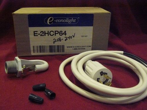 Lot of 2 - 6 foot cords, hooks, and plugs for a 208/240V E-2HCP64 Econolight