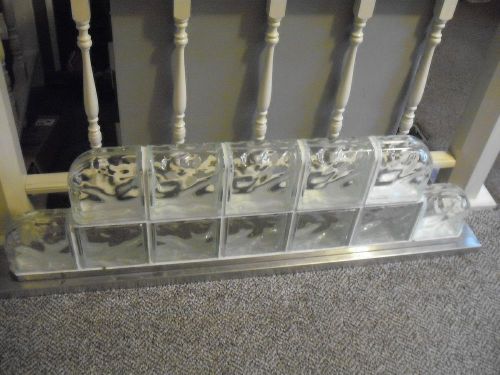 Vintage diner 2 tier glass block booth divider on stainless steel rail for sale