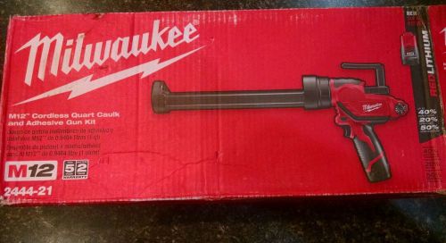 Milwaukee m12 12v li-ion quart caulk and adhesive gun kit 2444-21 new for sale