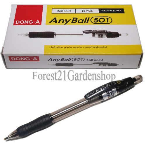 X12 dong-a soft rubber grip anyball 501 ballpoint pen 1.6mm - black (12 pcs) for sale