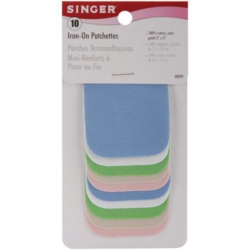 Singer 2-inch-by-3-inch Iron-On Patches, Light Assortment, 10 per package 101650