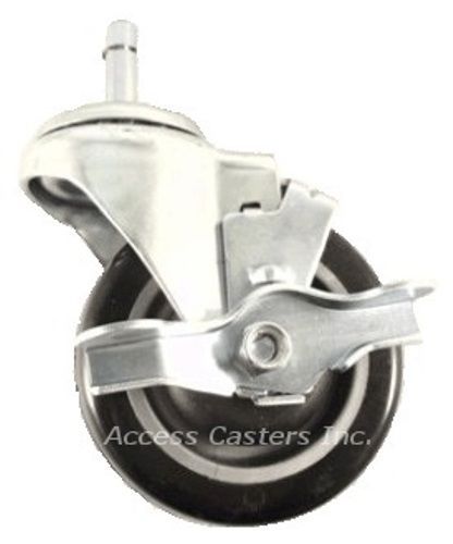 5pd1psb 5&#034; friction grip ring stem swivel caster, brake, poly wheel, 300 lbs cap for sale