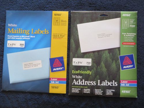 800+ Avery White Mailing Address Labels 1 x 2 5/8 48160 18160 Laser Ink Jet