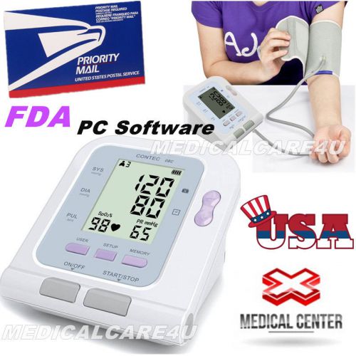 Usa digital arm blood pressure monitor large lcd contec08c pulse nibp software for sale