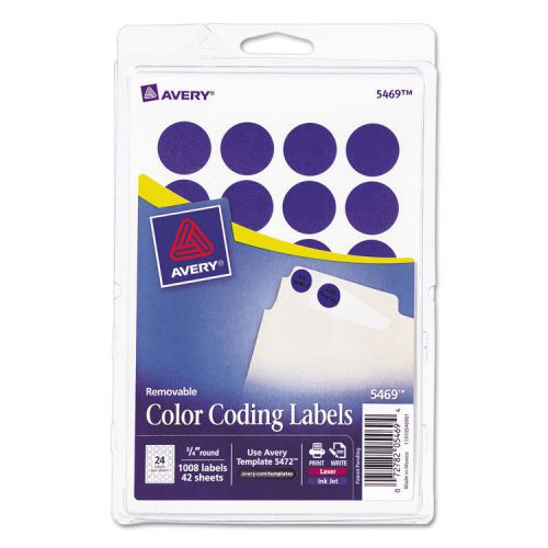 Print or Write Removable Color-Coding Labels, 3/4in dia, Dark Blue, 1008/Pack