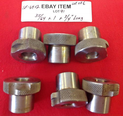 Acme sf-64-12 slip-fixed renewable drill bushings 35/64&#034; x 1&#034; x 3/4&#034; lot of 6 for sale
