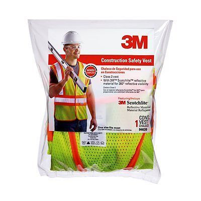 3M 94620-80030, Two-Tone Construction Safety Vest, Hi-Viz Yellow, 5/case