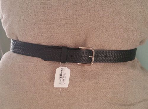 Black Boston Leather Basket weave Sam Browne Garrison Belt 38&#034; 6606 - 1 1/2 in W