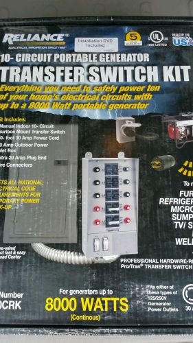 Reliance controls 31410crk portable 10-circuit generator transfer switch kit for sale
