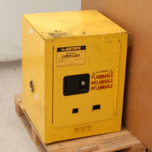 Justrite SC29042 Flammable Liquid Fire Safety Storage 4 Gallon Cabinet Yellow