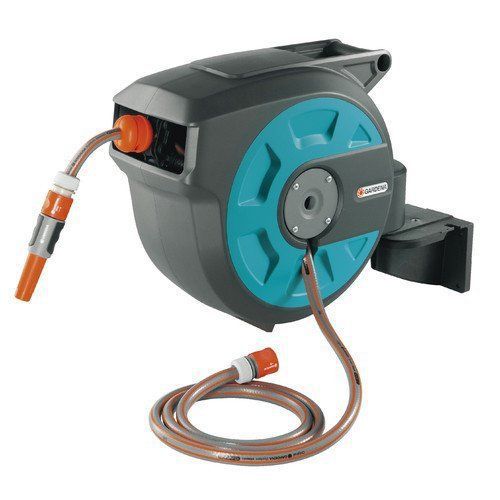 Wall Mount Auto Roll Up Swivel Water Hose Reel 82 Ft. Lawn Garden Patio Portable