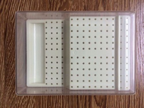 Dental Bur Block Holder Station with Lid - Plastic Holds 168 Burs RA - FG