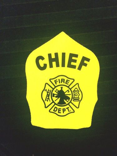 3M FLUORESCENT YELLOW FIREFIGHTER CHIEF SHIELD STICKER FOR YOUR HELMENT 3X2 INCH