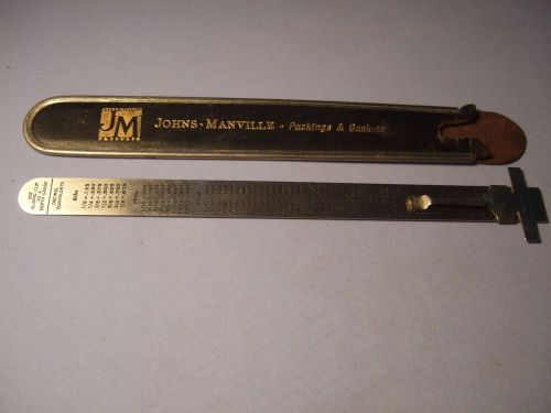 Vintage JOHNS MANVILLE  packing &amp; gaskets  6&#034; Steel Rule  Executive