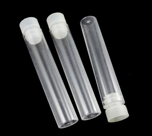 5pcs Flat Bottom Plastic Test Tube With Cap Stopper Beads Container 12x65mm