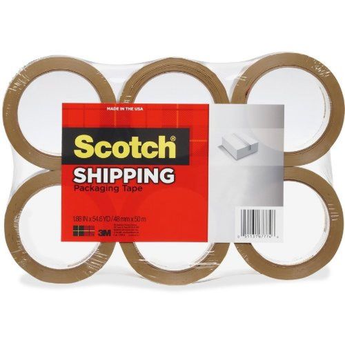 Scotch Lightweight Shipping Packaging Tape 1.88 Inches x 54.6-Yards Tan 6 pac...