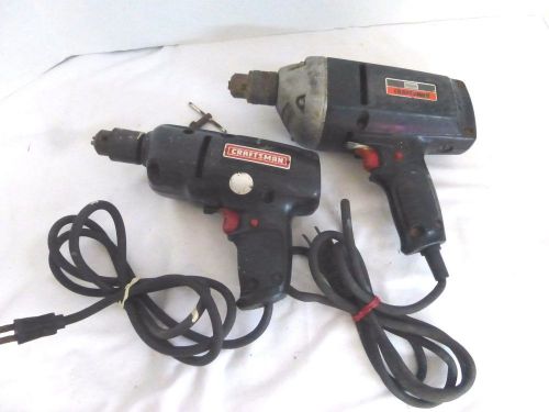 2 Craftsman 3/8&#034; Electric Drills Variable Speed-Double Insulated 315-11441 &amp; 480