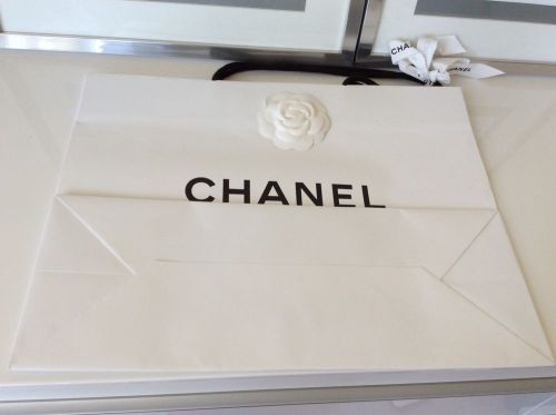 One CHANEL Paper shopping bag gift tote With Camellia Flower Sticker