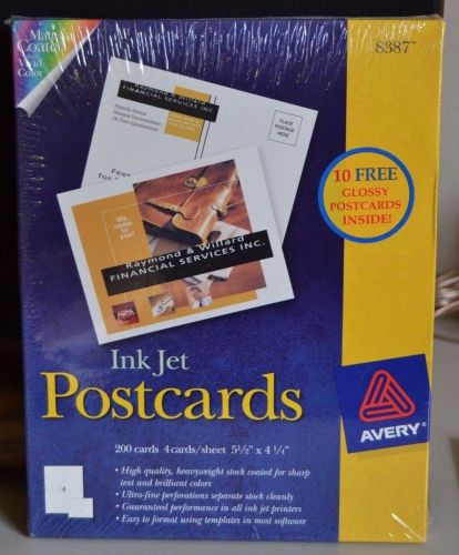 AVERY 8387 POSTCARDS, 200 CARDS / 4 PER SHEET, 5 1/2&#034; X 4 1/4&#034;, INK JET, NEW!