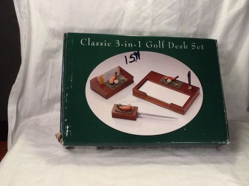 New in Box Classic 3 in One Golf Desk Set