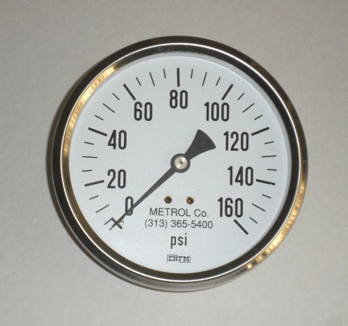 4&#034; stainless steel 1/4&#034; npt back connection 0-160 psi pressure gauge enfm metrol for sale