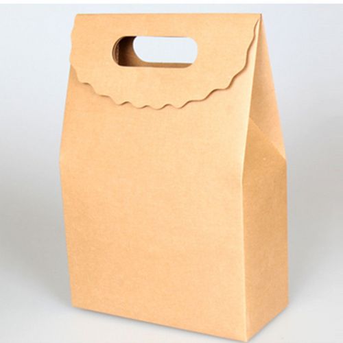 Kraft Paper Box With Handle Wedding Favor Candy Gift Packaging Brown Magic Tape