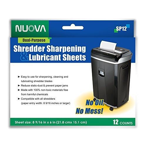 NUOVA Nuova SP12 Shredder Sharpening &amp; Lubricant Sheets, 12 Count