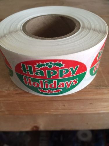 1.25&#034; x 2&#034; HAPPY HOLIDAYS LABELS 500 PER ROLL GREAT STICKERS