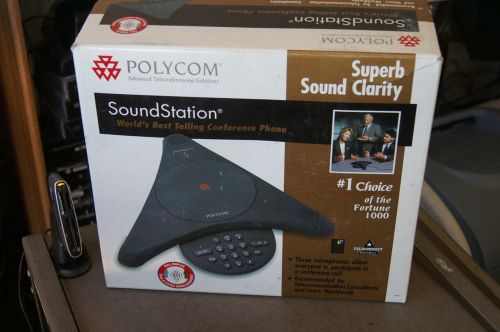 POLYCOM SOUNDSTATION CONFERENCE PHONE, THREE MICROPHONES, POWER, COMPLETE IN BOX