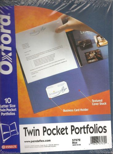 Oxford Twin Pocket Dark Blue Portfolios - Pack of 10 Folders Letter Size