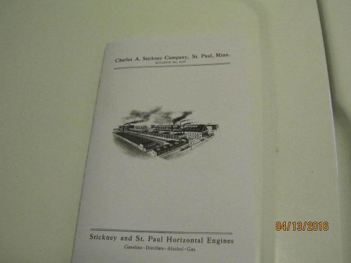 Charles A. Stickney Hit and Miss Gas Engine  Bulletin/Sales Book Reprint