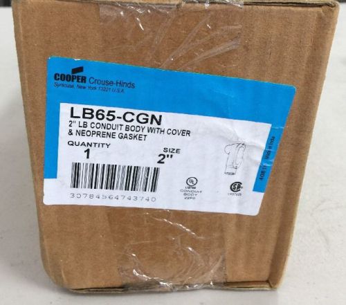 NIB - Cooper Crouse-Hinds LB65-CGN 2&#034; Conduit Body w/Cover &amp; Neoprene Gasket