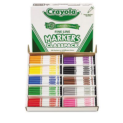 Non-Washable Classpack Markers, Fine Point, Ten Assorted Colors, 200/Box