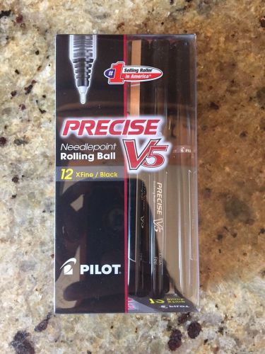 Precise V5 Rolling Ball Pens Pack of 12 Extra Fine Point - BLACK - NEW