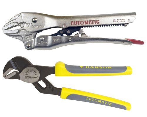 CH Hanson Automatic Pliers 2 pc Set - 10&#034; Curved Jaw &amp; 9.5&#034; Groove #80400
